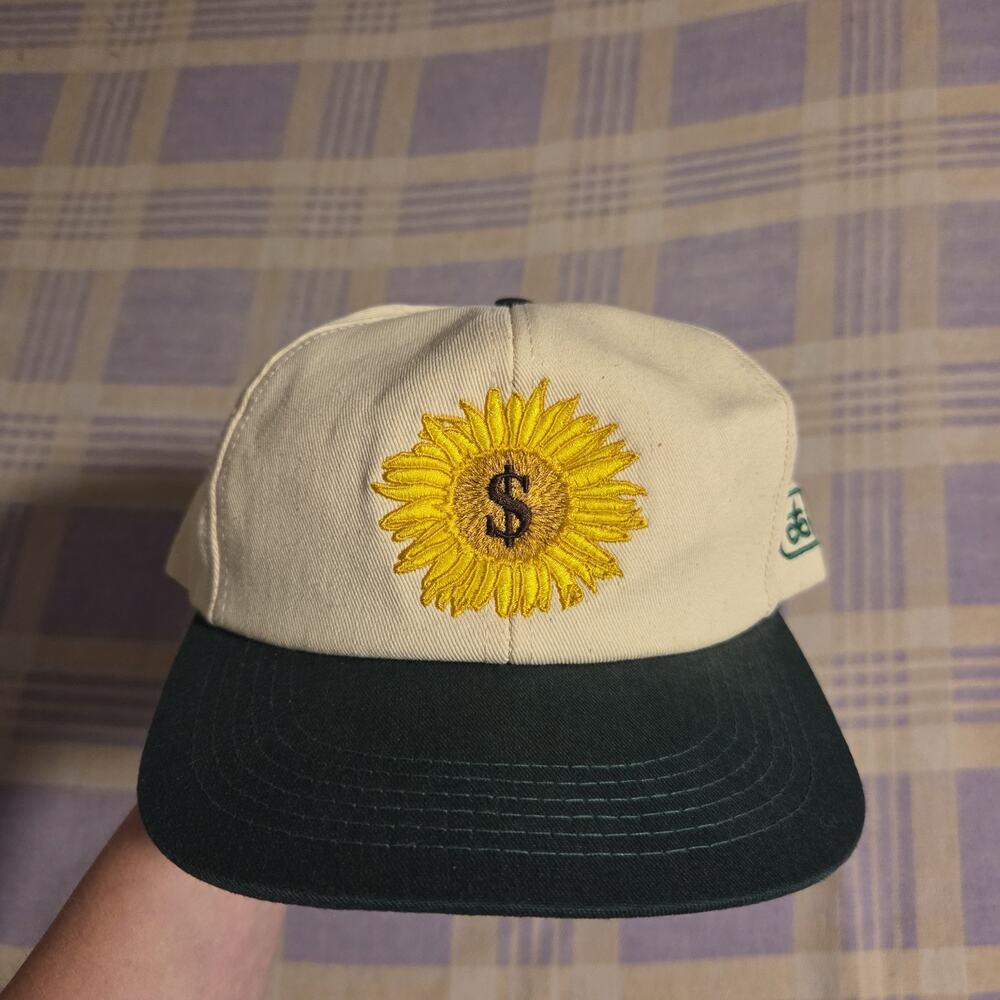 Vintage Pioneer Seed Sunflower Money Snapback Hat Cap Technology That Yields 90s